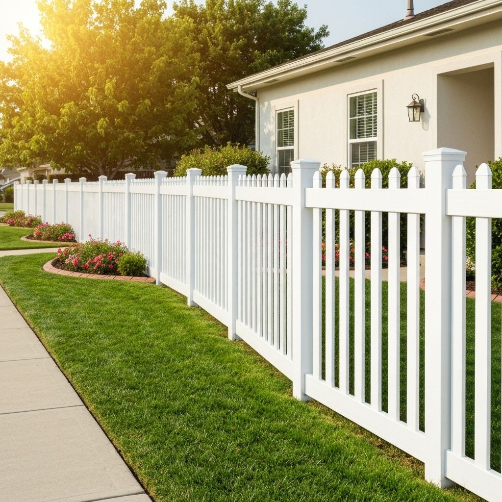 White vinyl picket fence
