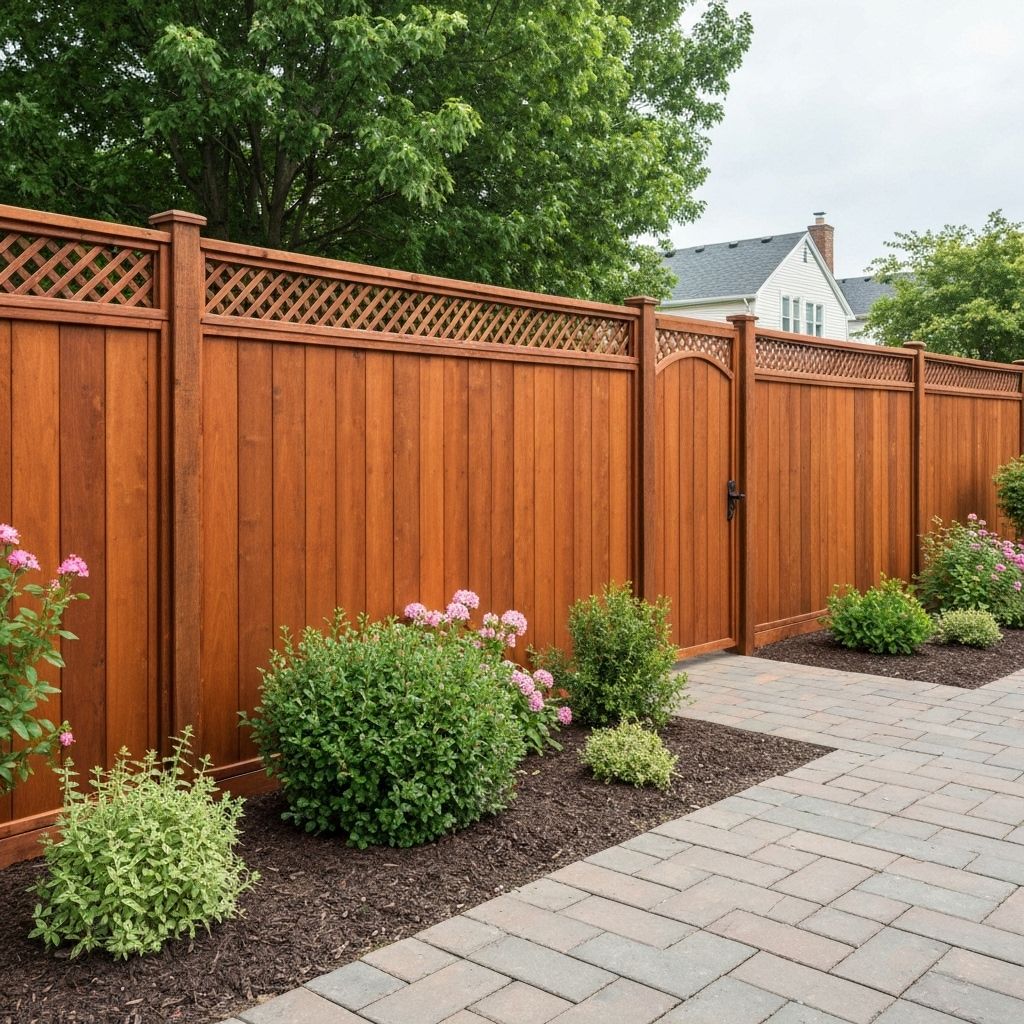 Residential wooden fence installation